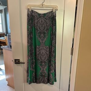 INC International Concepts Green and Black Maxi Skirt